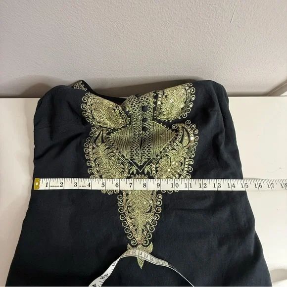 Free People Black Dress with Gold Embroidery and sequins size 2 - Picture 13 of 14